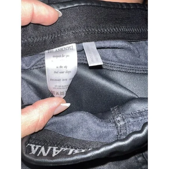 BLANK NYC Black Vegan Leather & Suede Leather Pants Leggings Women's 24 NWTS (k) - Picture 11 of 12